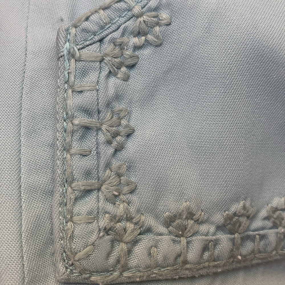 Soft Surroundings A-line skirt size small light blue embroidered coastal soft - Picture 8 of 13